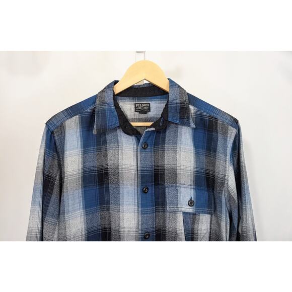 Filson Indigo Black Charcoal Plaid Rustic Oxford Shirt Men's Size XS - Picture 2 of 7